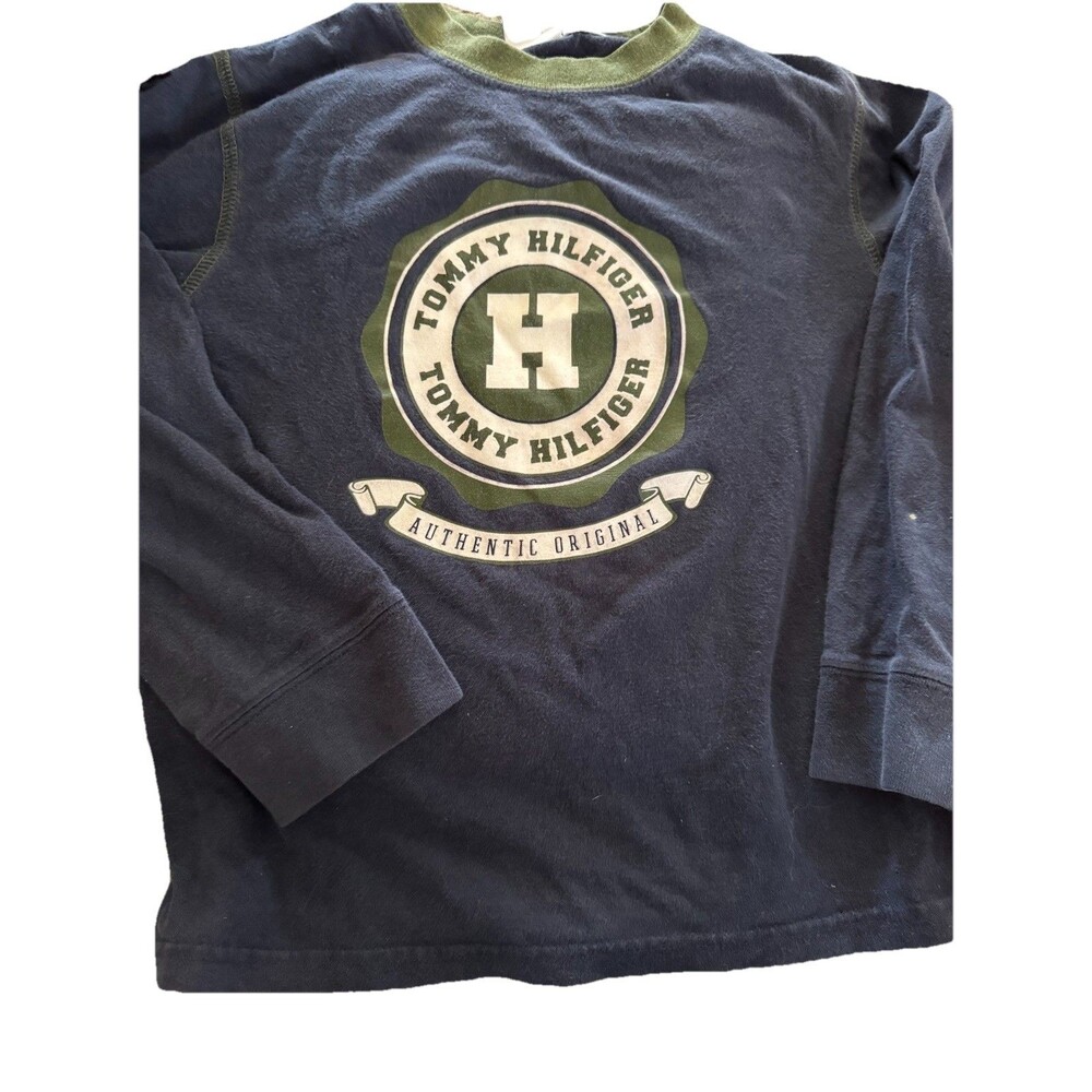 Vintage Boys Tommy Hilfiger Blue & Green Long Sleeve SZ 7